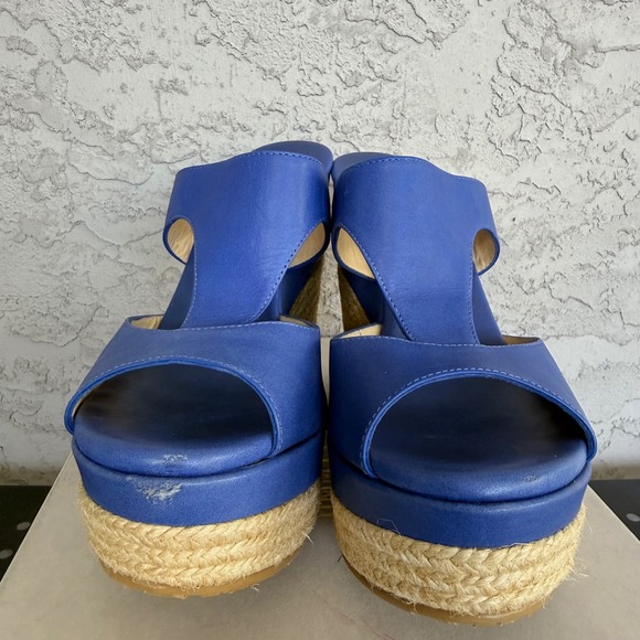 Jimmy Choo 143 Pledge Cosmo Vac LOGO PLATE Espadrille Wedge SLIDES EU 41 Blue - Picture 4 of 14